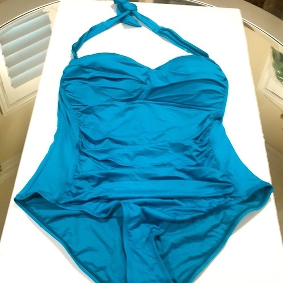 Liz Claiborne women’s swimwear 18 W NWT aqua/Blue Tommy Control/concealer - Picture 1 of 3